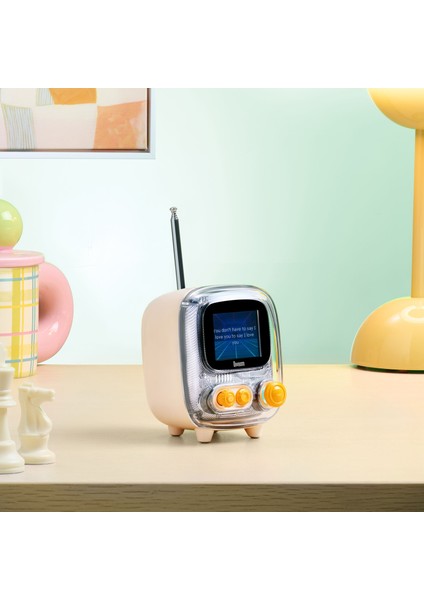 Tiivoo-2 Fm Radyolu Mini Bluetooth Hoparlör, Kablosuz Piksel Ekranlı Retro Taşınabilir Ses Bombası, Beyaz fırsatları