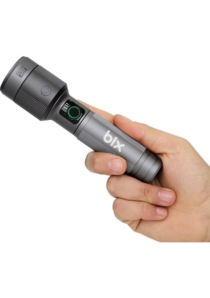 Flashlight BX2101FL 30W Led, Max. 1450 Lümen Parlaklık ve 690 Metreye Kadar Uzun Menzilli Şarj Edilebilir, LED Güç Göstergeli ve Çok Modlu Kompakt El Feneri