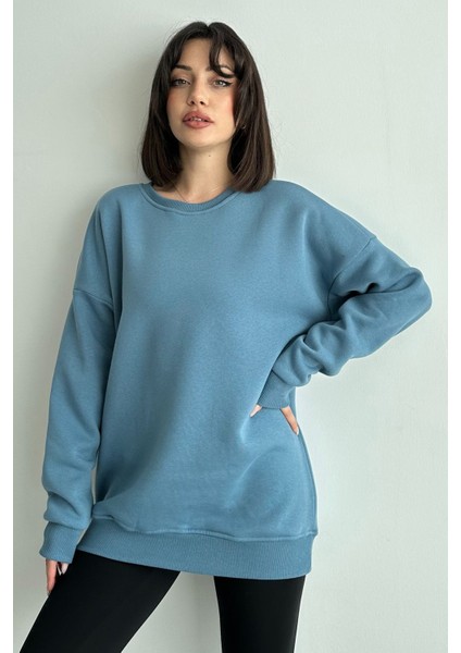 Kadın Bisiklet Yaka Oversize Sweatshirt fiyatları