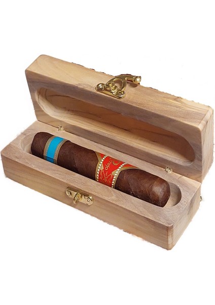 Çok Amaçlı Ahşap Puro Kutusu - Zeytin Ağacı - 18 Cm