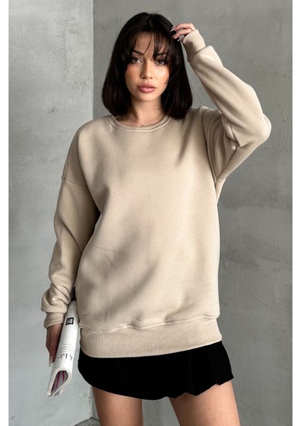 Kadın Bisiklet Yaka Oversize Sweatshirt fiyatları