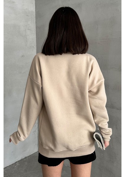 Kadın Bisiklet Yaka Oversize Sweatshirt fırsatları