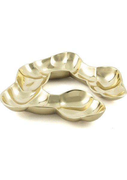 Gold Dekoratif Metal Tabak 31X30 cm