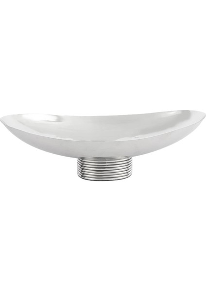 Gümüş Oval Metal Kase 32X15X10 cm