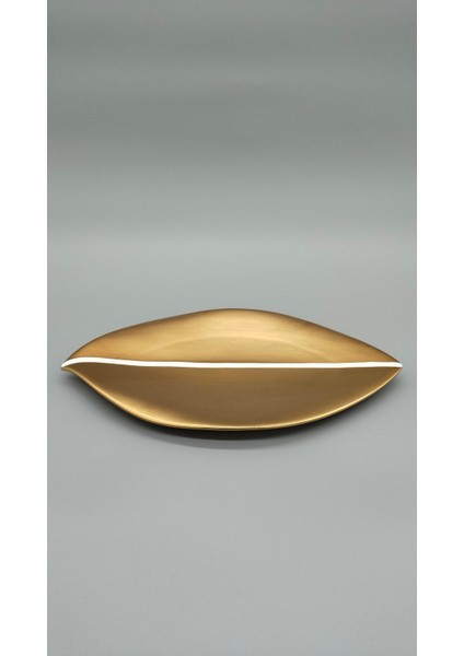 Gold Yaprak Servis Tabağı 37X19 cm