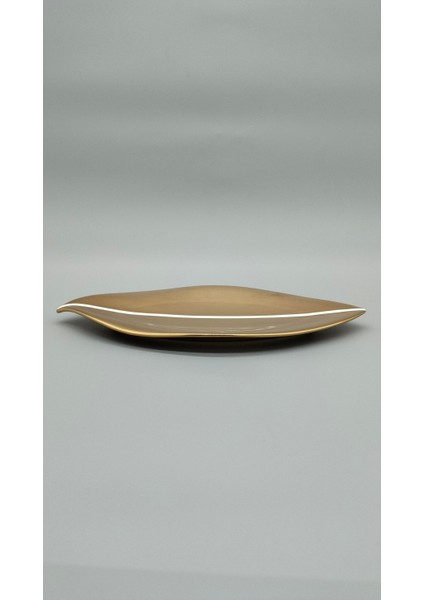 Gold Yaprak Servis Tabağı 37X19 cm