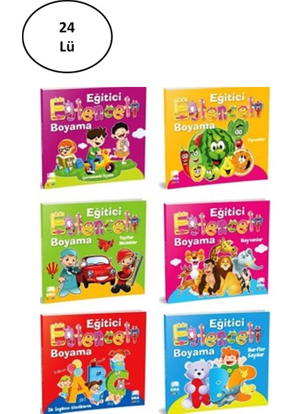 Ema Çocuk Eğitici Eğlenceli Boyama Kitap Seti - 6 Kitap 24'lü