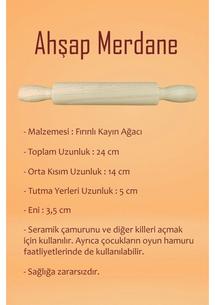 Beyaz Seramik Hamuru 3 kg Seramik Başlangıç Seti 8 Parça Mini Ahşap Merdane