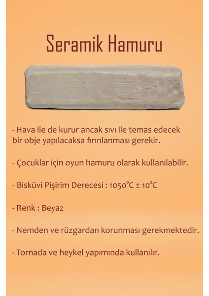 Beyaz Seramik Hamuru 6 kg Ebeşuar Seti Kil Seti Seramik Çamuru Seti Çamur Kesme Teli fiyatları