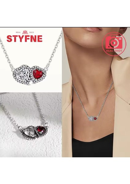 Gümüş Hale Kalpler Kırmızı Beyaz Kolye modelleri