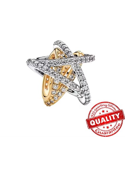 Gümüş Gold Renk Parıldayan Crossover Yıldız Büyüsü Charm fiyatları