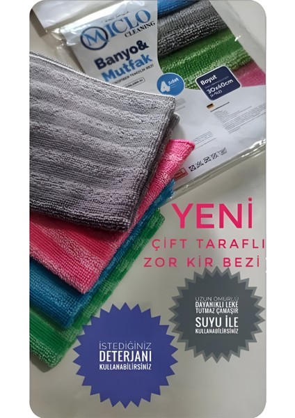 4’lü Miclo Cleaning Mutfak & Banyo Zor Kir Temizlik Bezi