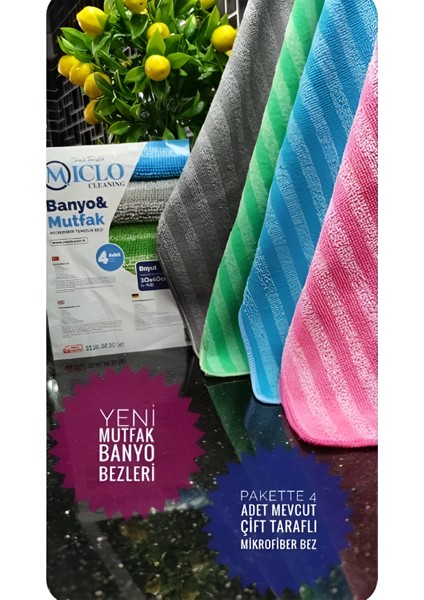4’lü Miclo Cleaning Mutfak & Banyo Zor Kir Temizlik Bezi