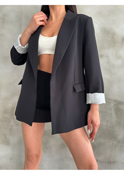 Kadın Astarı Çizgili Ceket