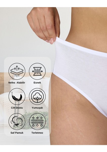 Kadın Yüksek Bel, Toparlayıcı, Tanga Külotlar - 5 Adet Beyaz - 5'li Paket modelleri