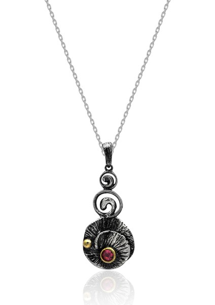 Oksitli Gümüş Set Kök Yakut Taşlı Gümüş Otantik Ikili Set 925 Ayar ST136