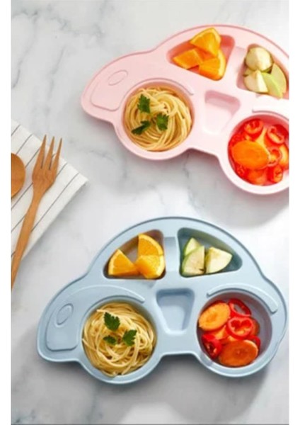 Araba Şeklinde Bebek Mama Tabağı, Bpa Içermeyen Plastik, Eğlenceli ve Bölmeli Tasarım