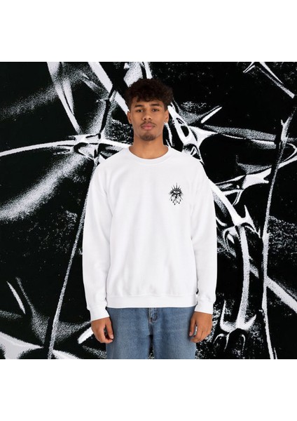 Sueso Store Eyes Gözler Unisex Nakışlı Y2K Beyaz Sweatshirt