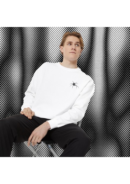 Sueso Store Spider Örümcek Nakışlı Y2K Beyaz Sweatshirt