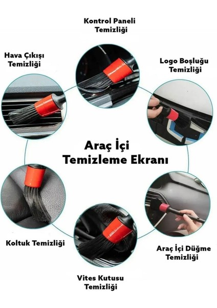 Oto ve Pc Detay Fırçası Seti 5'li Kaliteli Detaylı Farklı Boyutlar, Premium Seri 5li Araba Fırçası