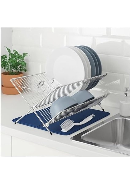 Kurutma Matı, Bulaşık Kurutma Örtüsü, Kaymaz Taban Emici Bulaşıklık, Katlanır Bulaşık Matı Koyu Mavi fiyatları