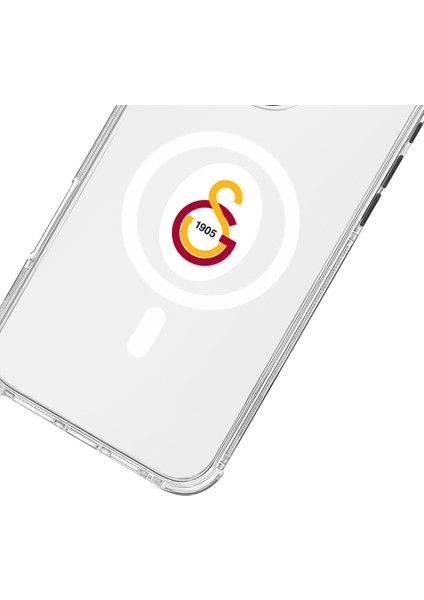 Apple iPhone 16 Galatasaray Magsafe Parçalı Logo Şeffaf Telefon Kılıfı modelleri