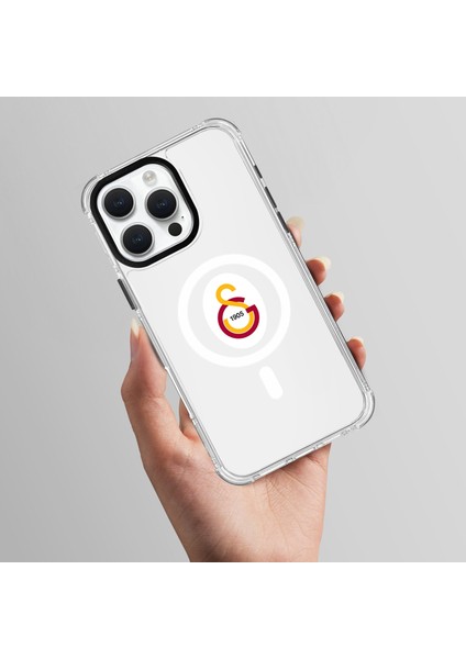 Apple iPhone 16 Galatasaray Magsafe Parçalı Logo Şeffaf Telefon Kılıfı fırsatları