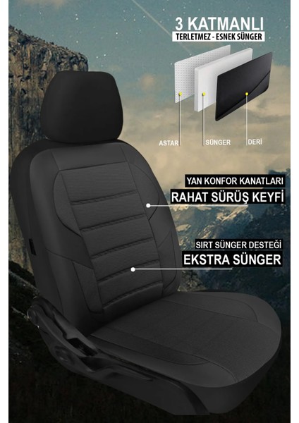 Mazda Rx-8 Uyumlu 5 Koltuk Tam Set Pike Kumaş Oto Koltuk Kılıfı Siyah