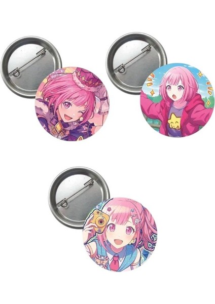 Major Selection Hatsune Miku Pjsekai Project Sekai Colorful Anime Buton Rozet 3 Adet 37MM Otori Emu