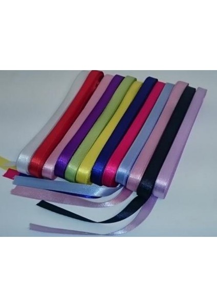 1 cm Saten Kurdela 10 Metre Uzunluğunda 12 Li Karışık Renk