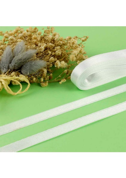 1 cm Beyaz Saten Kurdela 10 Metre Uzunluğunda