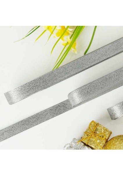 1 cm Gümüş Saten Kurdela 10 Metre Uzunluğunda