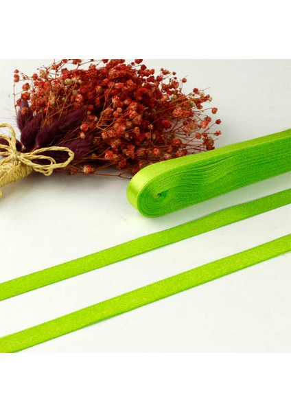 1 cm Fıstık Yeşili Saten Kurdela 30 Metre Uzunluğunda