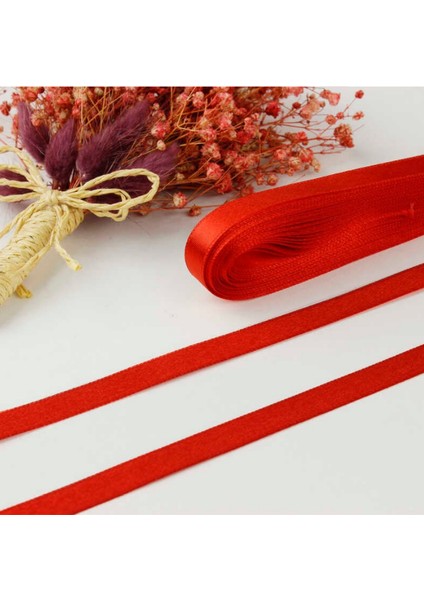 1 cm Kırmızı Saten Kurdela 10 Metre Uzunluğunda