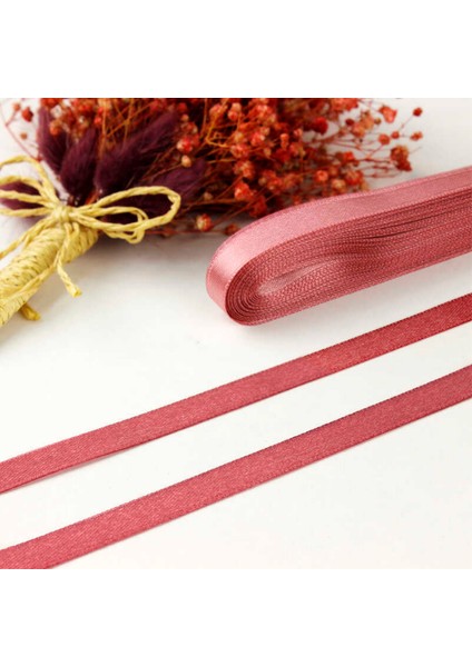 1 cm Gül Kurusu Saten Kurdela 30 Metre Uzunluğunda