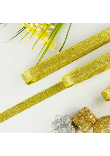 1 cm Altın ( Gold )Saten Kurdela 10 Metre Uzunluğunda