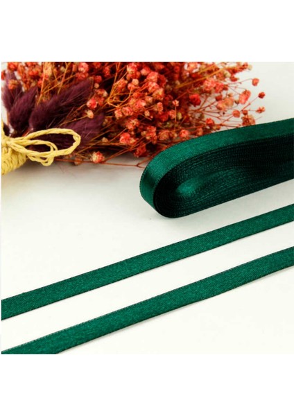 1 cm Zümrüt Yeşil Saten Kurdela 30 Metre Uzunluğunda