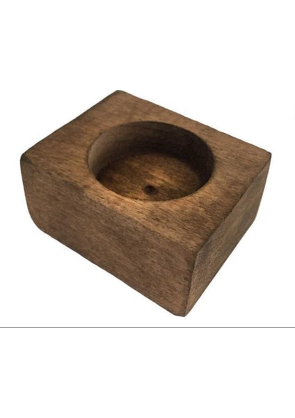1 Adet Ağaç Kütük Tealight Mumluk Kare Kahverengi