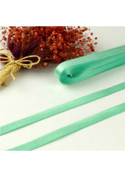 1 cm Su Yeşili Saten Kurdela 10 Metre Uzunluğunda