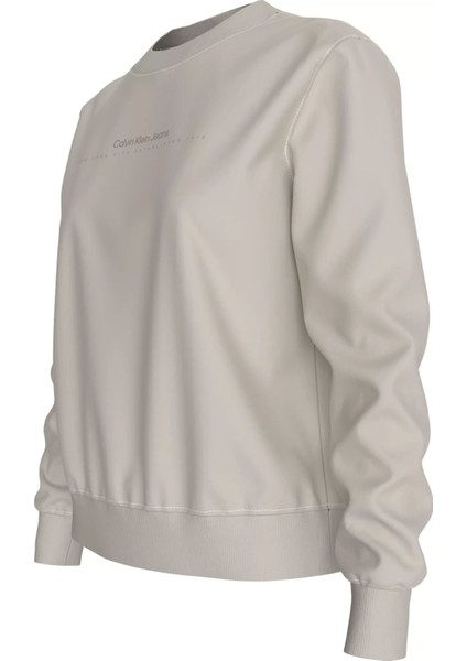 Kadın Yazı Logo Sweatshirt - Krem modelleri