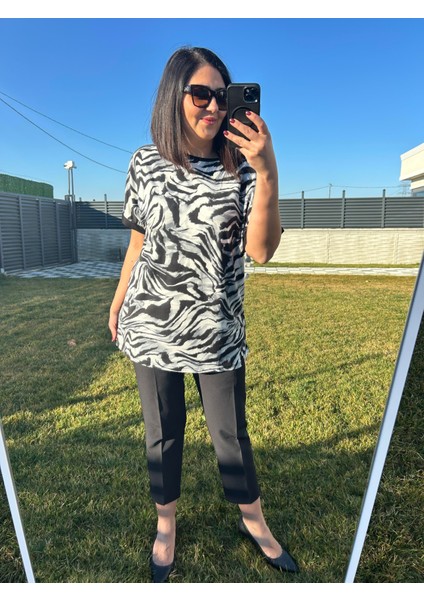 Kadın Büyük Beden Siyah/beyaz Penye Örme BLUZ-BGB106 fiyatları