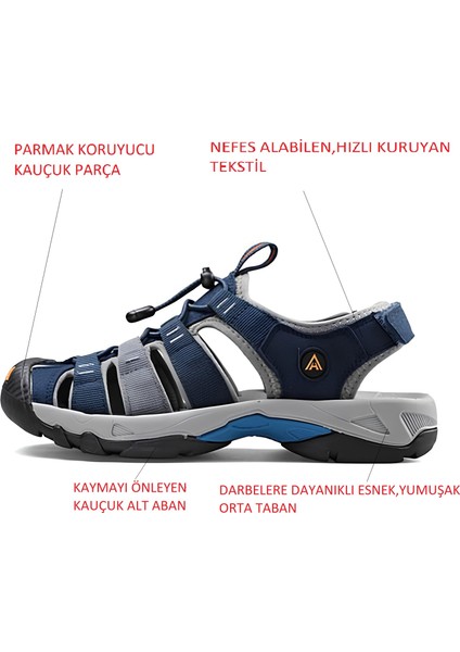 Hm710445a Burnu Kapalı Lacivert Erkek Outdoor Trekking Spor Sandalet modelleri