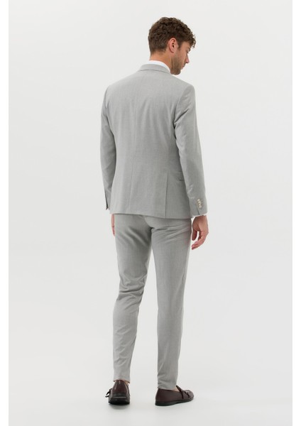Erkek Ekstra Slim Fit Yelekli Takım Elbise - Gri