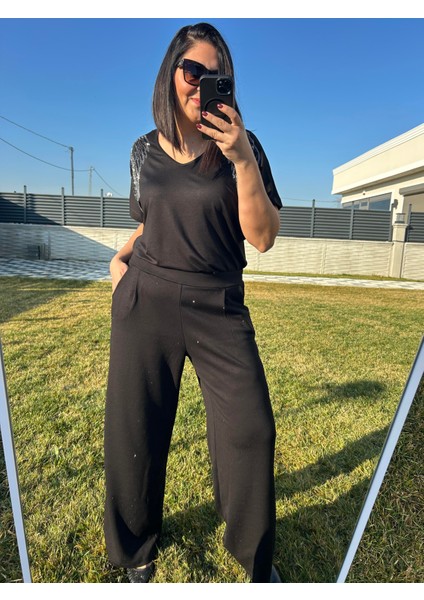 Kadın Büyük Beden Geniş Kalıp Omuzları Taşlı BLUZ-BGB109 fiyatları