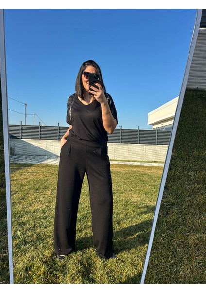 Kadın Büyük Beden Geniş Kalıp Omuzları Taşlı BLUZ-BGB109 modelleri