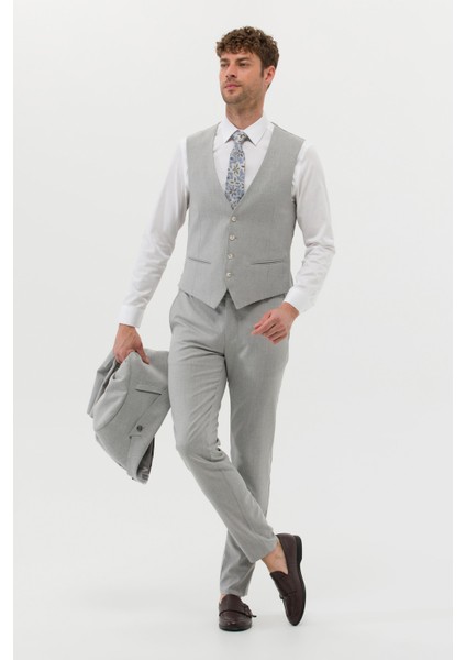 Erkek Ekstra Slim Fit Yelekli Takım Elbise - Gri fırsatları
