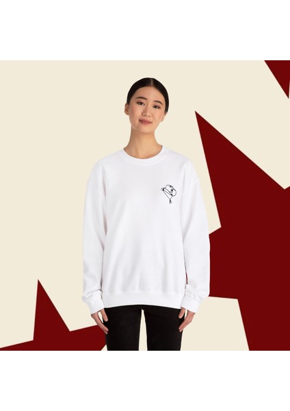 Sueso Store Kovboy Şapkası Nakışlı Beyaz Y2K Vintage Unisex Sweatshirt