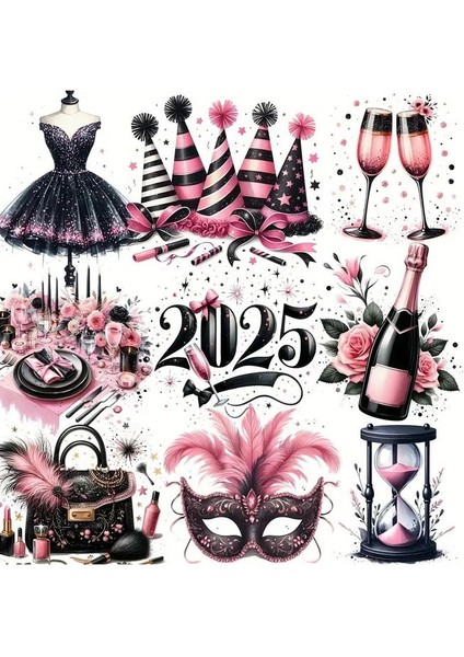 Major Selection 2025 Temalı Vintage Y2K Pink Black Lover 20'li Sticker Set