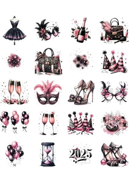Major Selection 2025 Temalı Vintage Y2K Pink Black Lover 20'li Sticker Set fiyatları