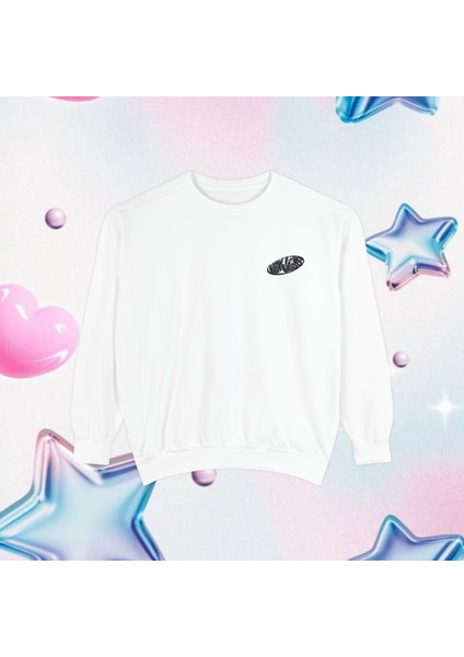 Sueso Store New Jeans Unisex Nakışlı Y2K Beyaz Sweatshirt